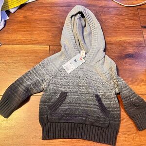 Cat & Jack Gray Knit Sweater 12 months NWT hooded  pocket